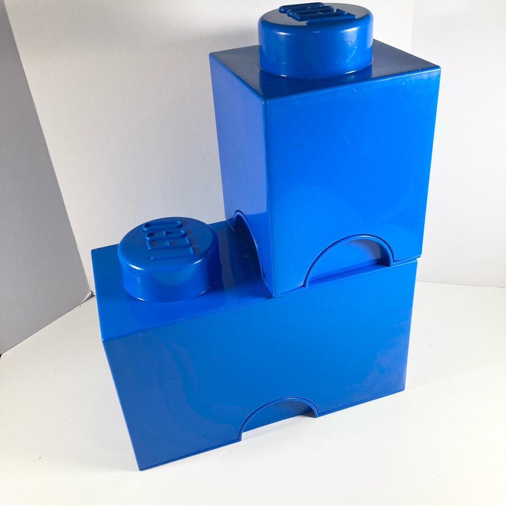 LEGO Blue Brick Storage Containers Lot of 2 - Picture 3 of 12
